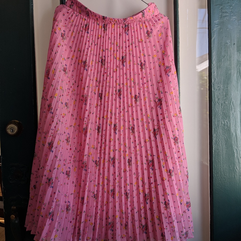 & Other Stories Pleated Floral Skirt Pink Size EUR